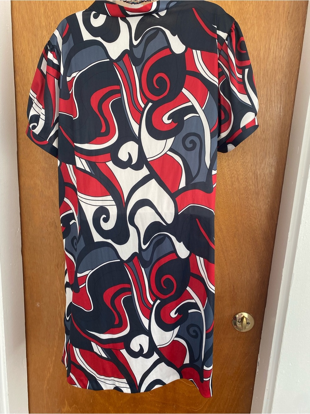 Roaman's Red, Black & White Abstract Swirl Mini Dress - Picture 4 of 6
